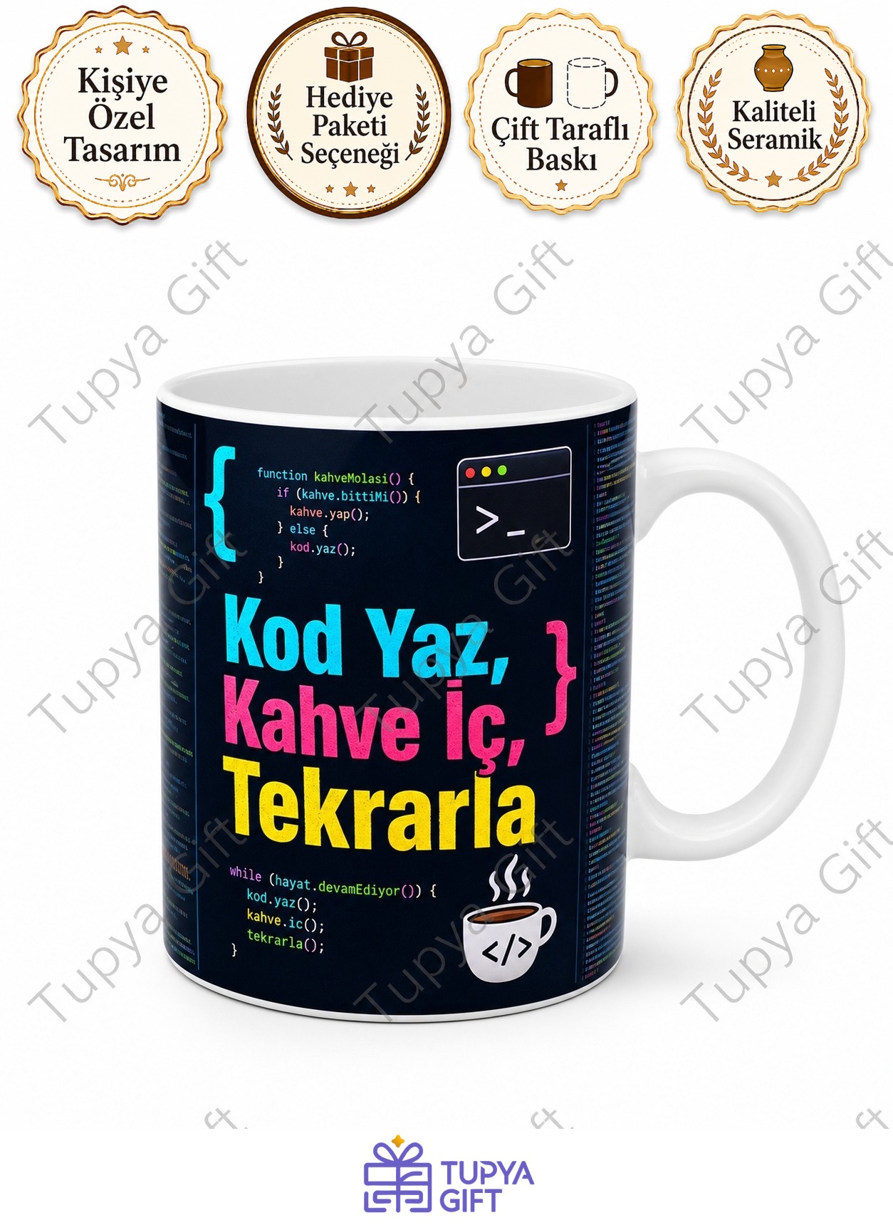 Programcıya Hediye Kişiye Özel Baskılı Kupa Bardak Yazılımcı Hediyesi