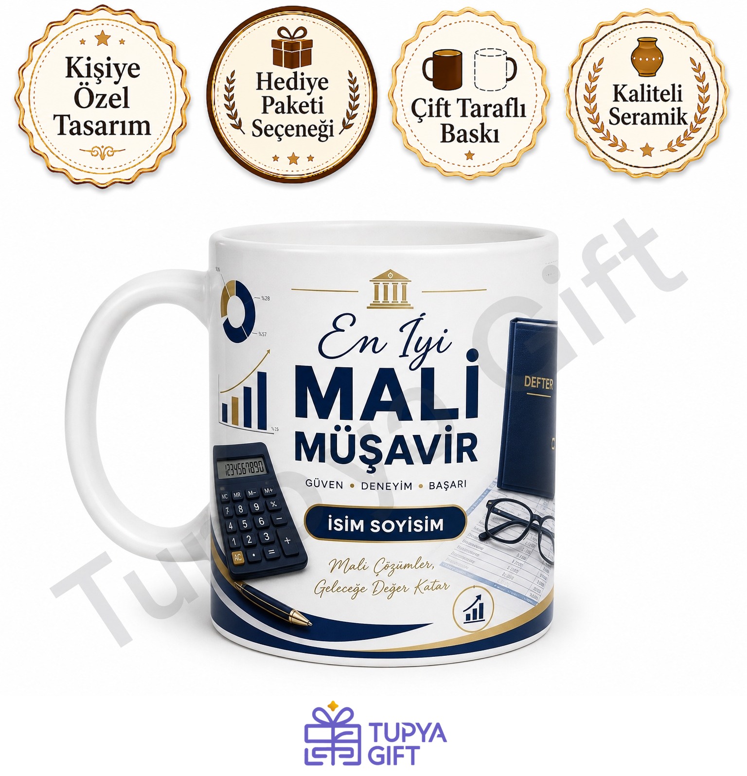 Mali Müşavire Hediye İsme Özel Baskılı Kupa Bardak Muhasebeci Hediyesi