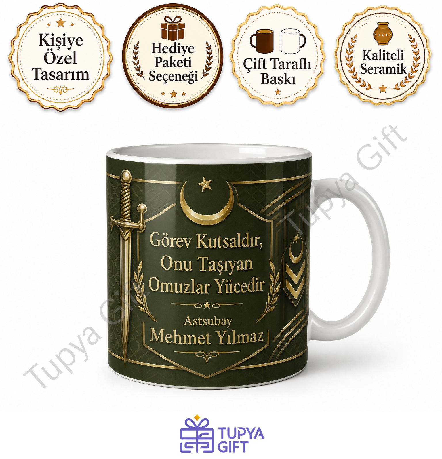 Astsubaya Hediye Kişiye Özel Baskılı Kupa Bardak Astsubay Özel Tasarım