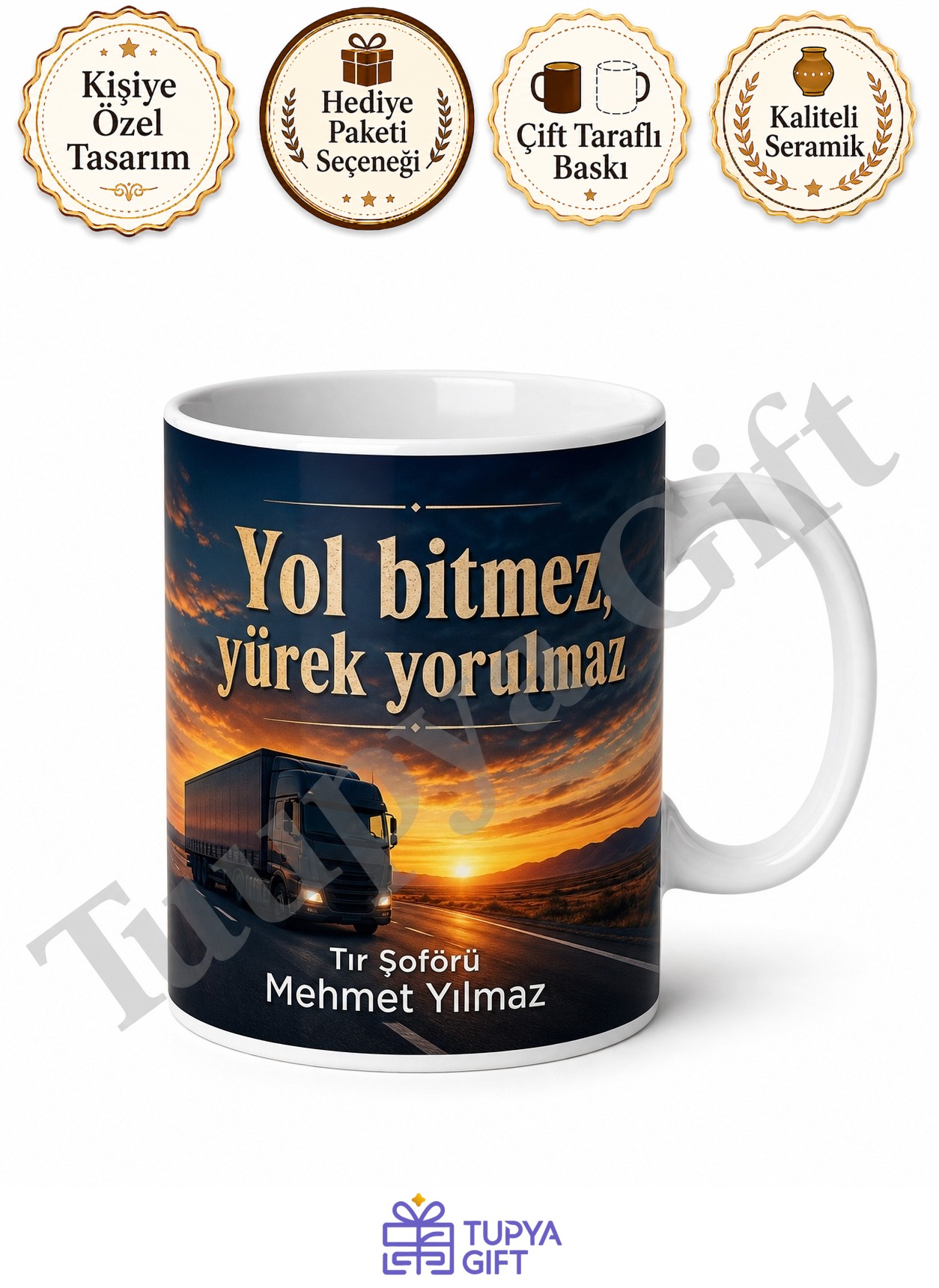 Tır Şoförüne Hediye İsme Özel Baskılı Kupa Bardak Tırcı Hediyesi