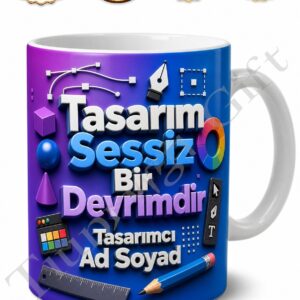 Tasarımcıya Hediye İsimli Baskılı Kupa Bardak Özel Tasarım Grafiker Hediyesi