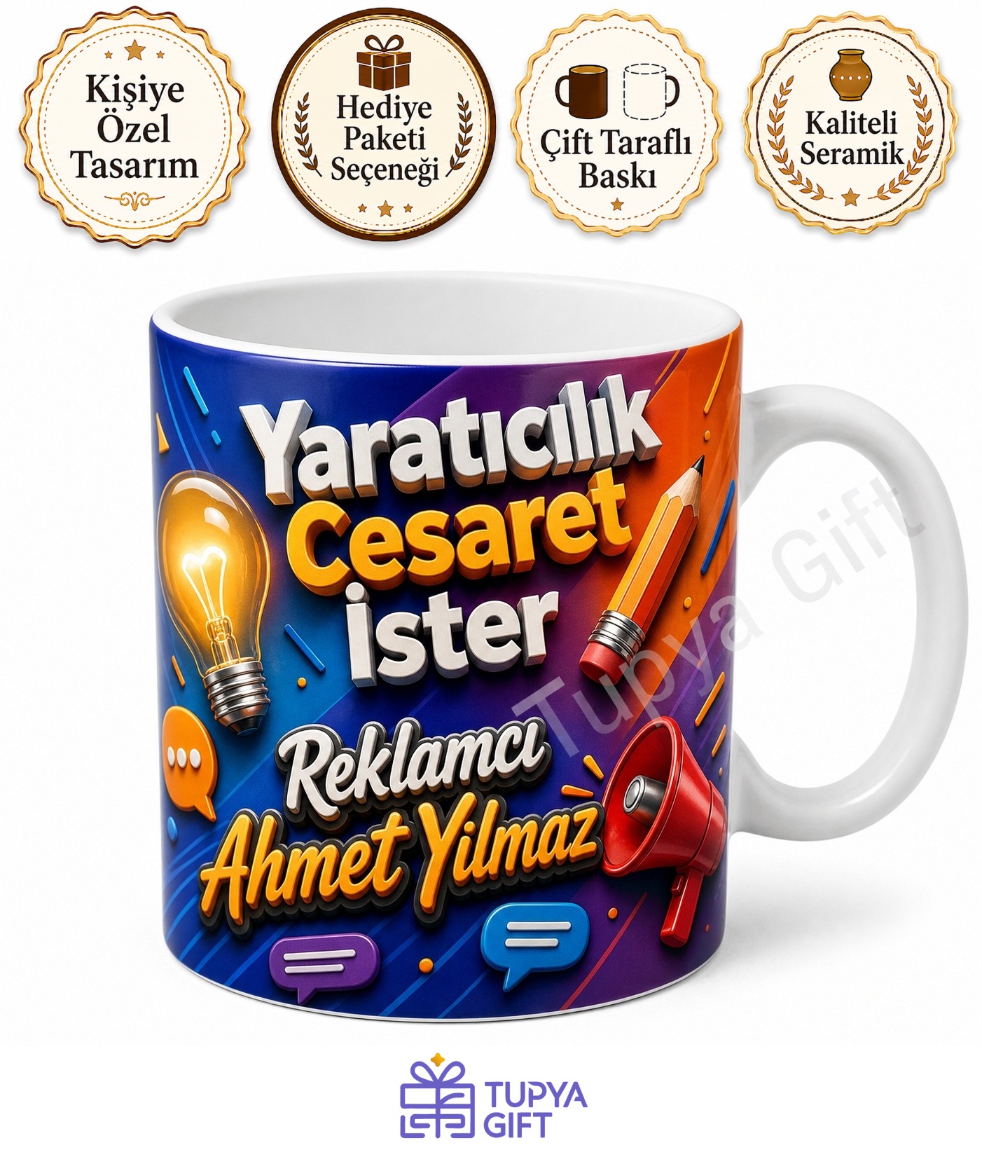 Reklamcıya Hediye Kişiye Özel Baskılı Kupa Bardak Reklam Ajans Hediyesi