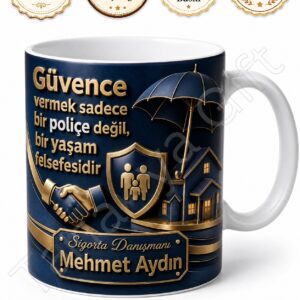 Sigortacıya Hediye İsimli Özel Baskılı Kupa Bardak Sigorta Eksperi Hediye