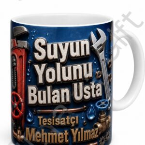 Tesisatçıya Hediye Kişiye Özel Baskılı Kupa Bardak Tesisatçı Hediyesi
