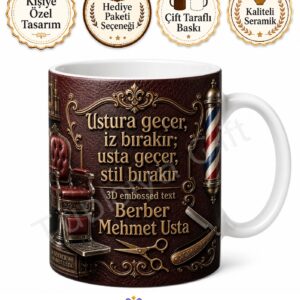 Berber Koltuğu Temalı İsme Özel Baskılı Kupa Bardak Berbere Hediye