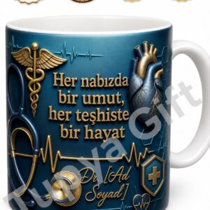 Stetoskop Temalı Doktor Hediyesi Baskılı Kupa Bardak Özel Tasarım