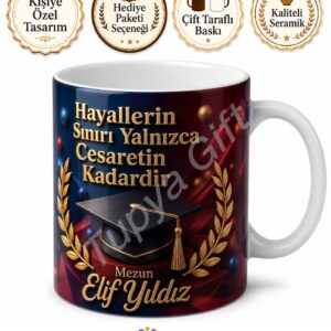Mezuniyet Hediyesi Kişiye Özel Baskılı Kupa Bardak Mezuniyet Hatırası