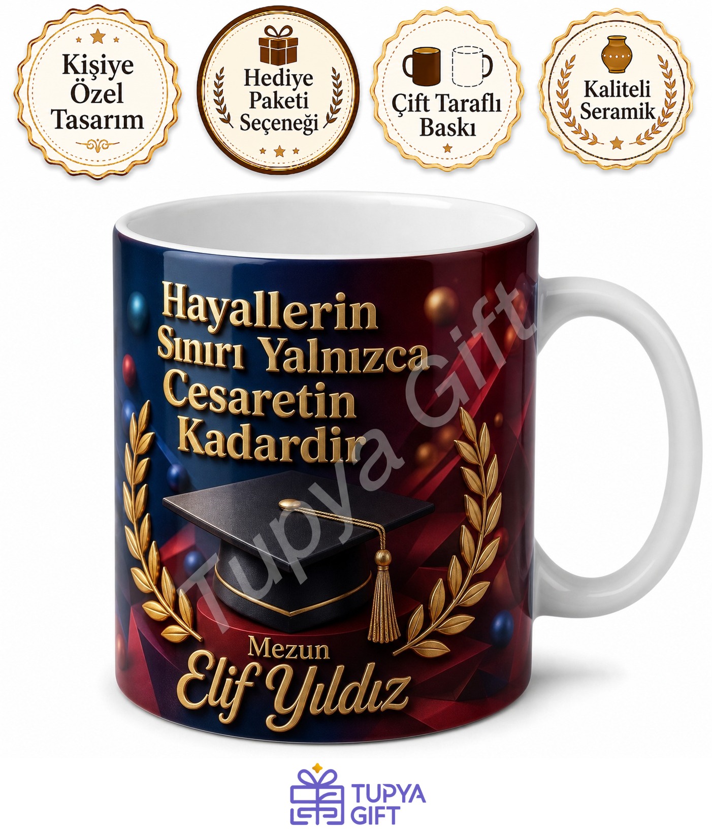 Mezuniyet Hediyesi Kişiye Özel Baskılı Kupa Bardak Mezuniyet Hatırası