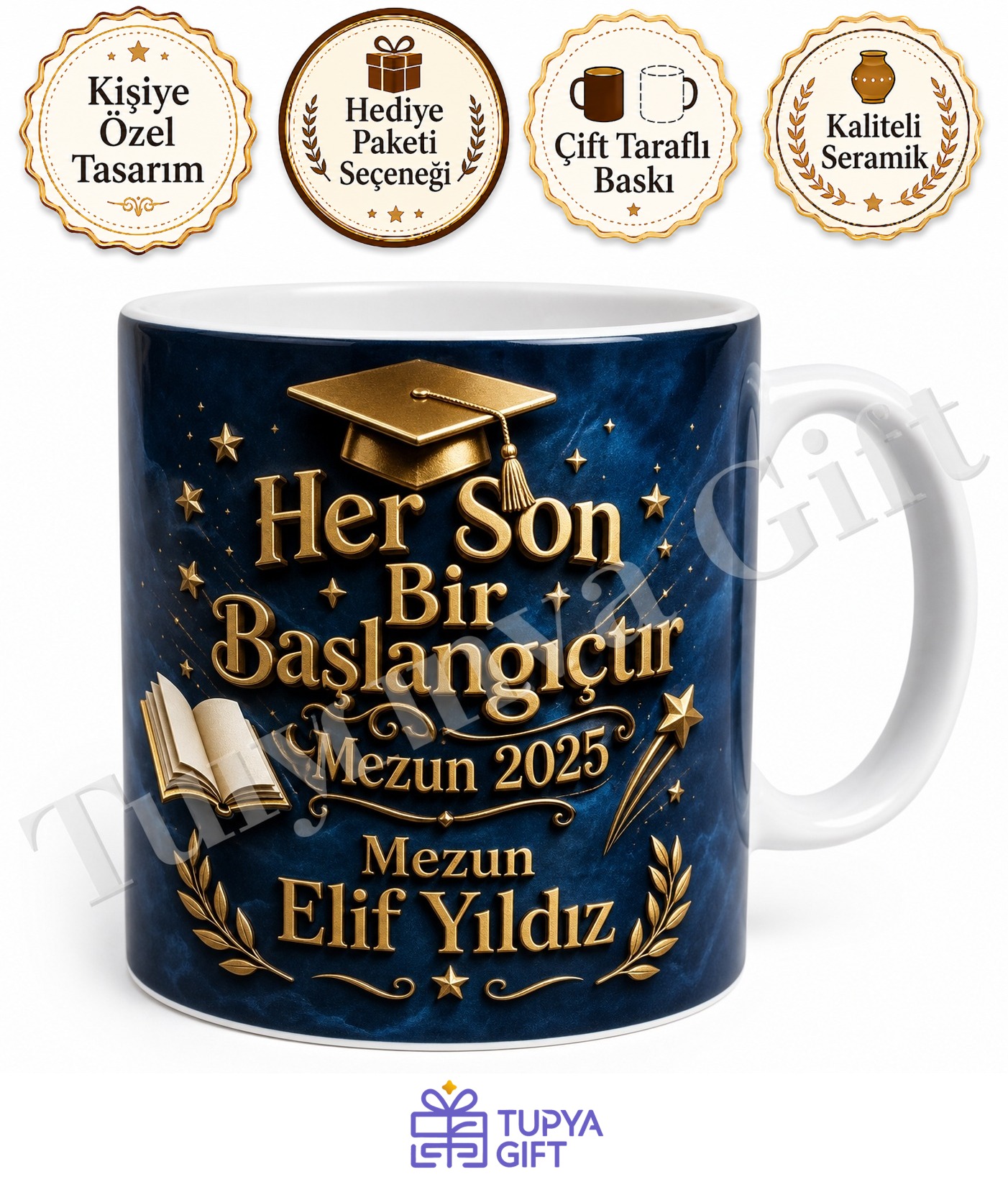 Lise Mezuniyet Hediyesi Kişiye Özel Baskılı Kupa Bardak Mezun Hediye
