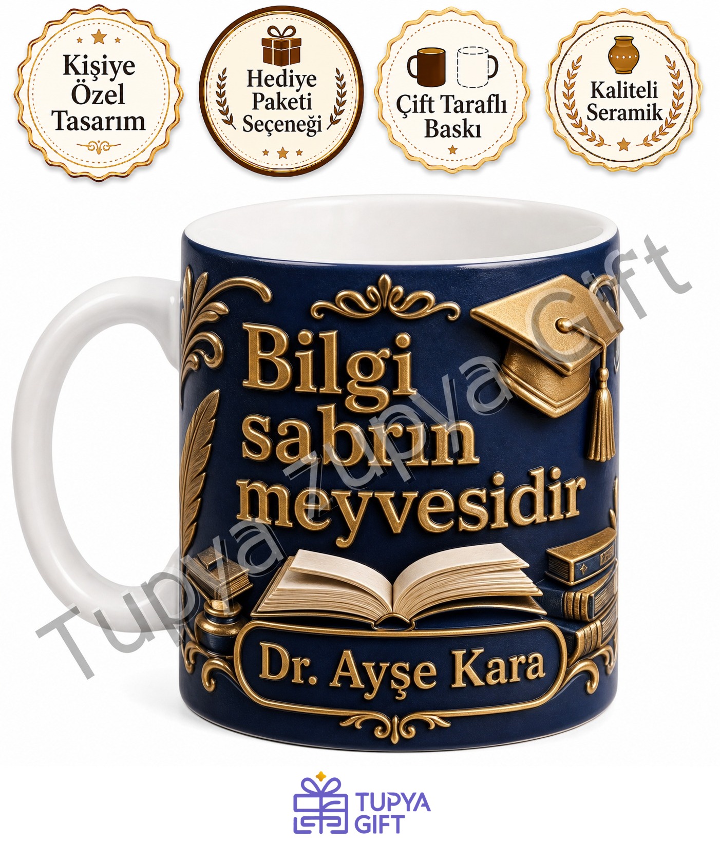 Doktora Mezuniyeti Hediyesi İsme Özel Baskılı Kupa Bardak PhD Hatıra Hediye