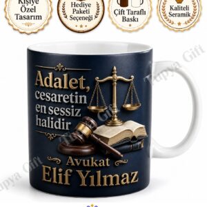 Hukuk Fakültesi Mezununa Hediye Kişiye Özel Baskılı Kupa Bardak Avukat Hediye