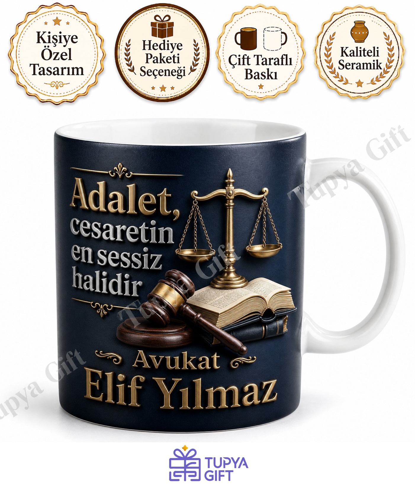 Hukuk Fakültesi Mezununa Hediye Kişiye Özel Baskılı Kupa Bardak Avukat Hediye