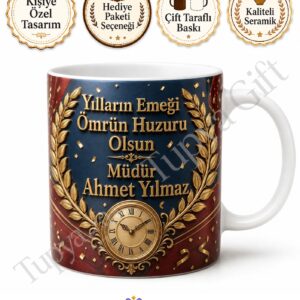 Emeklilik Hediyesi Kişiye Özel Baskılı Kupa Bardak İsimli Hatıra Hediye