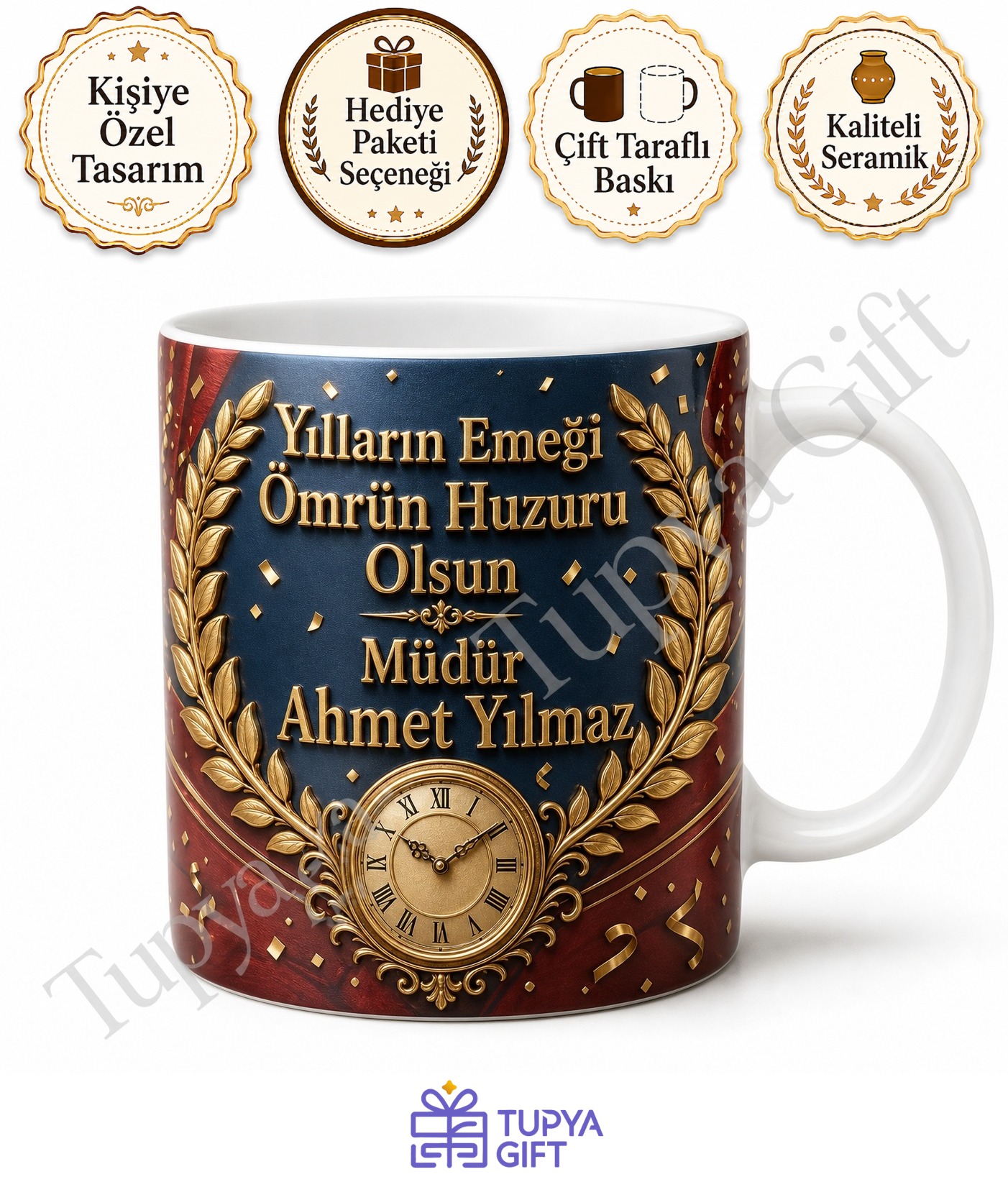 Emeklilik Hediyesi Kişiye Özel Baskılı Kupa Bardak İsimli Hatıra Hediye