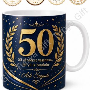 50 Yaş Doğum Günü Hediyesi Baskılı Kupa Bardak Özel Tasarım Hediye