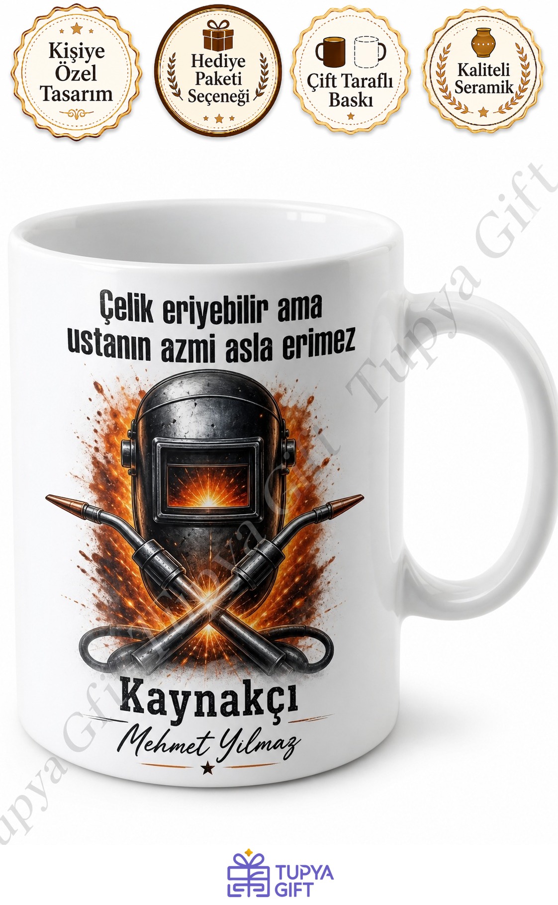 Kaynakçıya Hediye Kişiye Özel Baskılı Kupa Bardak Kaynak Ustası Hediye