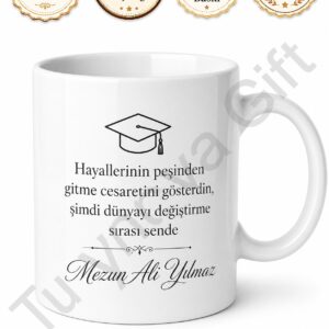 Üniversite Mezuniyeti Hediyesi İsimli Baskılı Kupa Bardak Hatıra Hediye