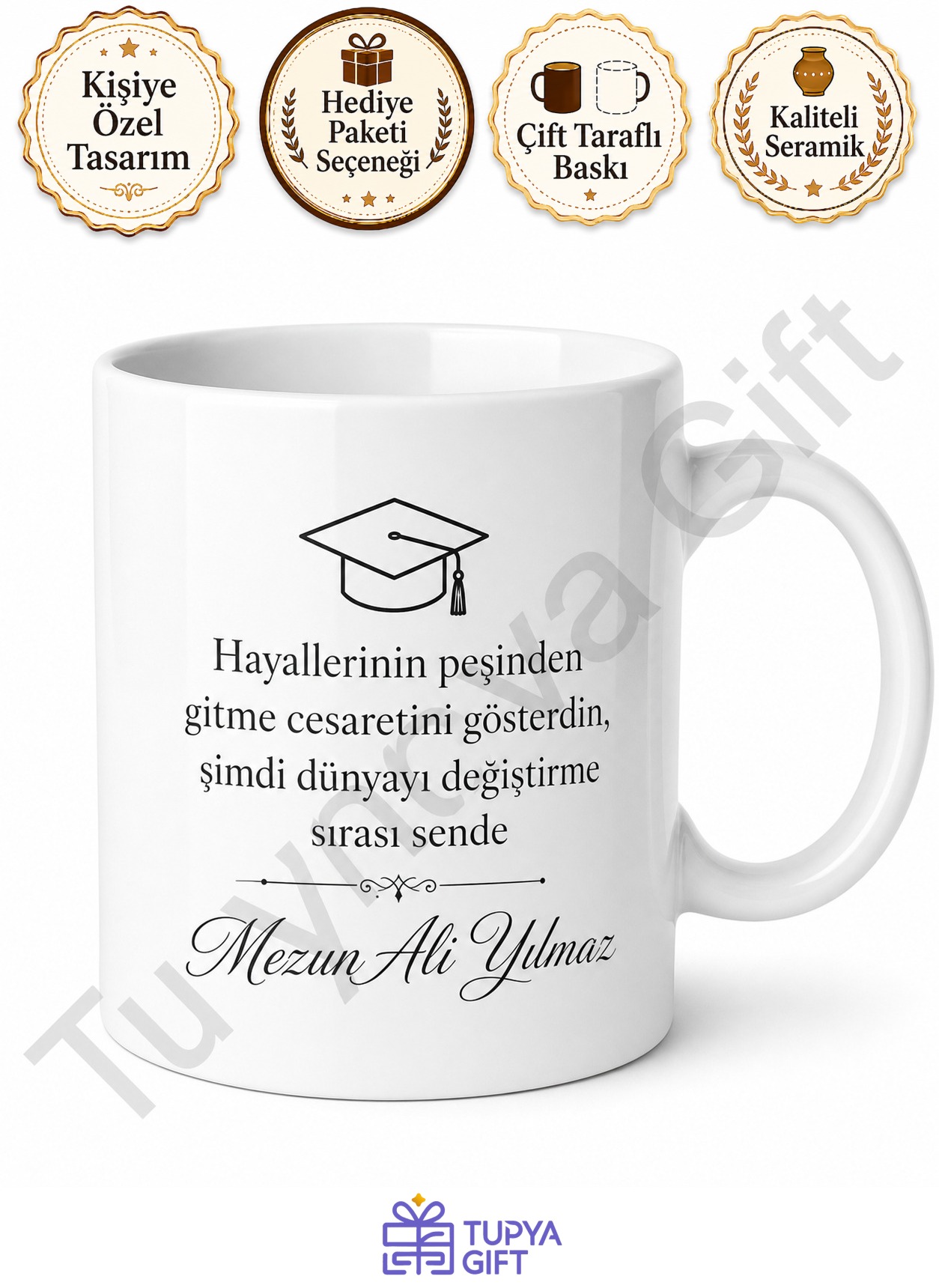 Üniversite Mezuniyeti Hediyesi İsimli Baskılı Kupa Bardak Hatıra Hediye