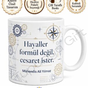 Mühendislik Mezununa Hediye Baskılı Kupa Bardak Özel Tasarım Mezuniyet