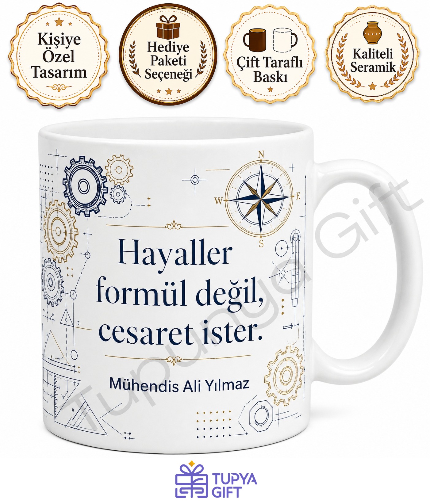 Mühendislik Mezununa Hediye Baskılı Kupa Bardak Özel Tasarım Mezuniyet