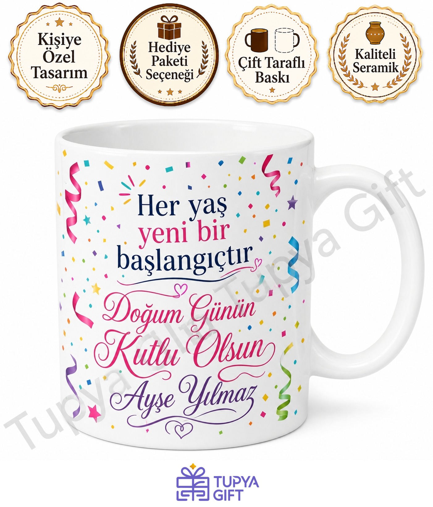 İsme Özel Doğum Günü Baskılı Kupa Bardak Hediye Özel Tasarım