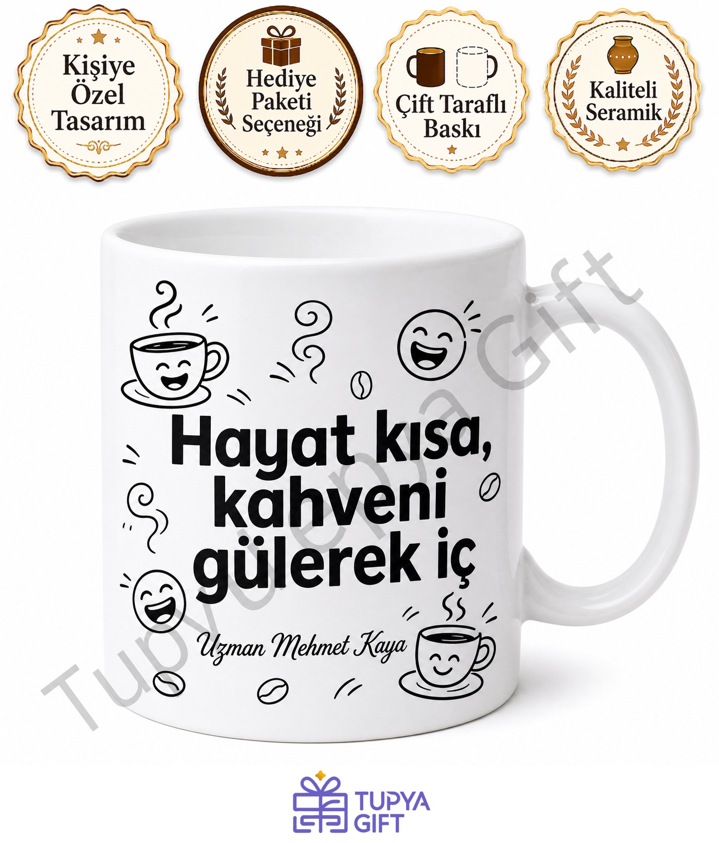 Espirili Yazılı Kişiye Özel Baskılı Kupa Bardak Komik Hediye