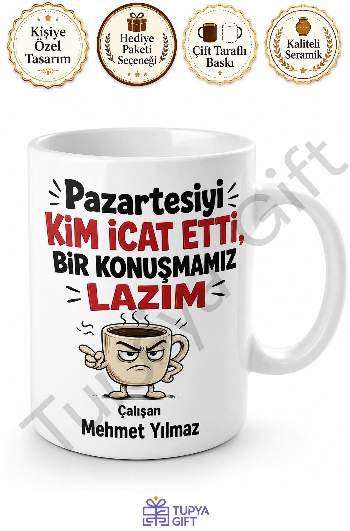 Pazartesi Sendromu Yazılı Komik Baskılı Kupa Bardak Esprili Hediye