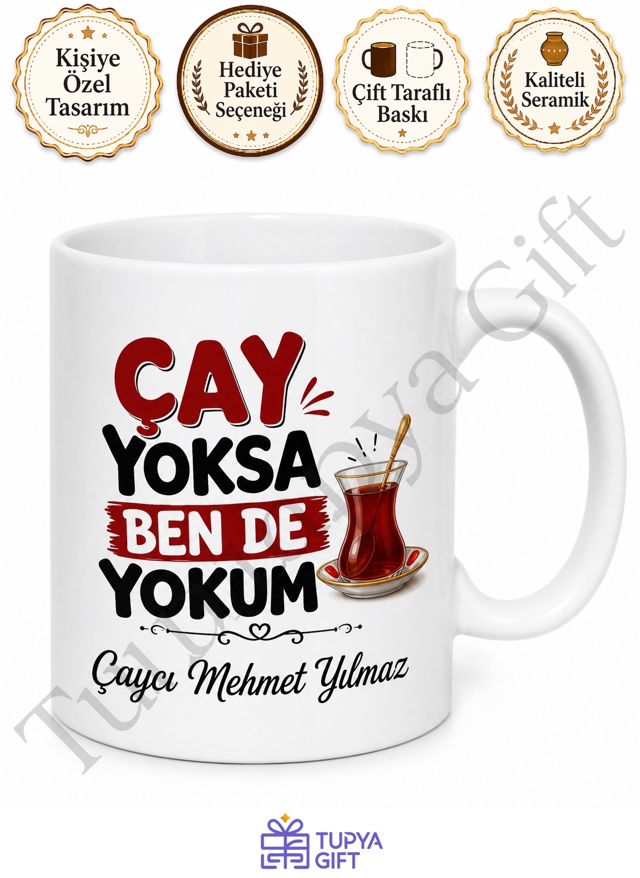 Çaycıya Hediye Komik Yazılı Baskılı Kupa Bardak Özel Tasarım