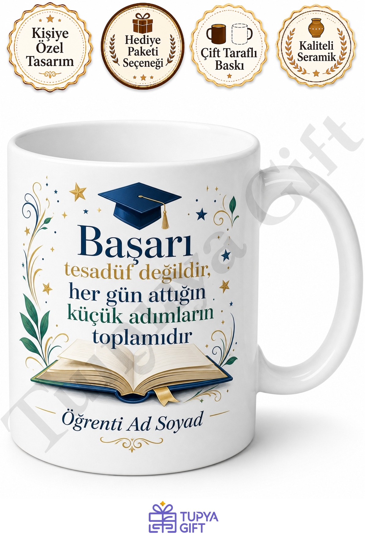 Takdir Belgesi Alan Öğrenciye Hediye Baskılı Kupa Bardak Özel Tasarım