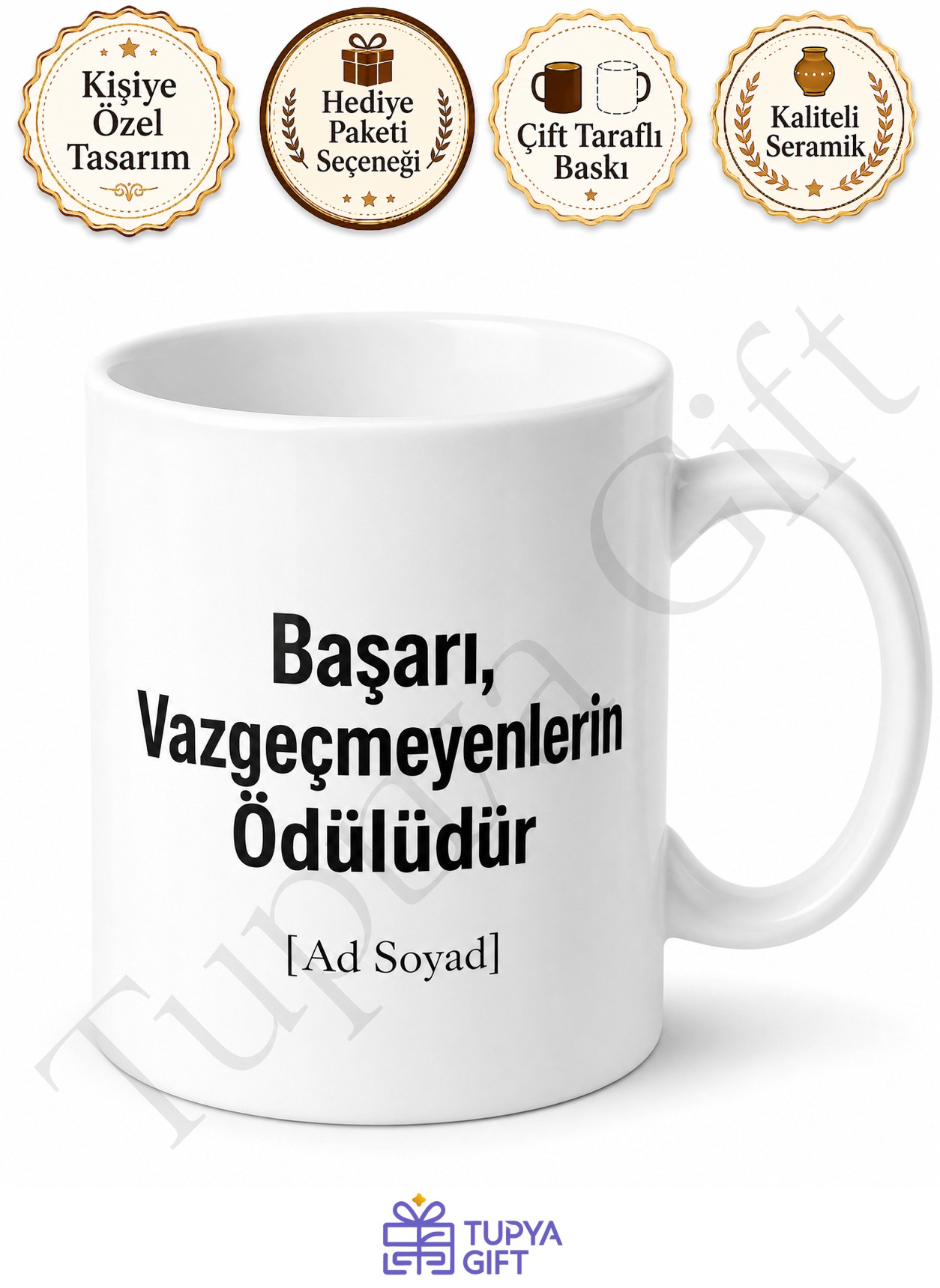 Başarı Motivasyon Yazılı Baskılı Kupa Bardak Hediye İlham Verici Söz