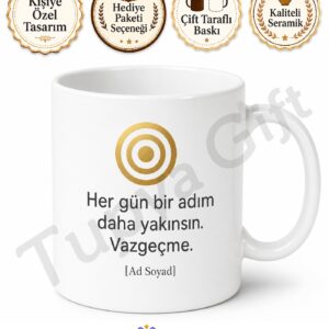 Hedef Odaklı Motivasyon Yazılı Kupa Bardak Baskılı Hediye