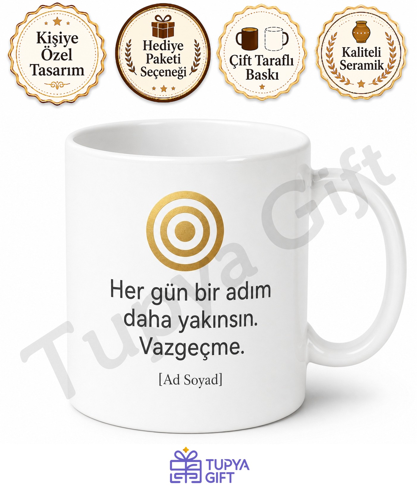 Hedef Odaklı Motivasyon Yazılı Kupa Bardak Baskılı Hediye