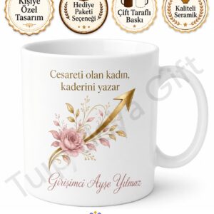 Kadın Girişimciye Hediye Kişiye Özel Baskılı Kupa Bardak İsimli Hediye