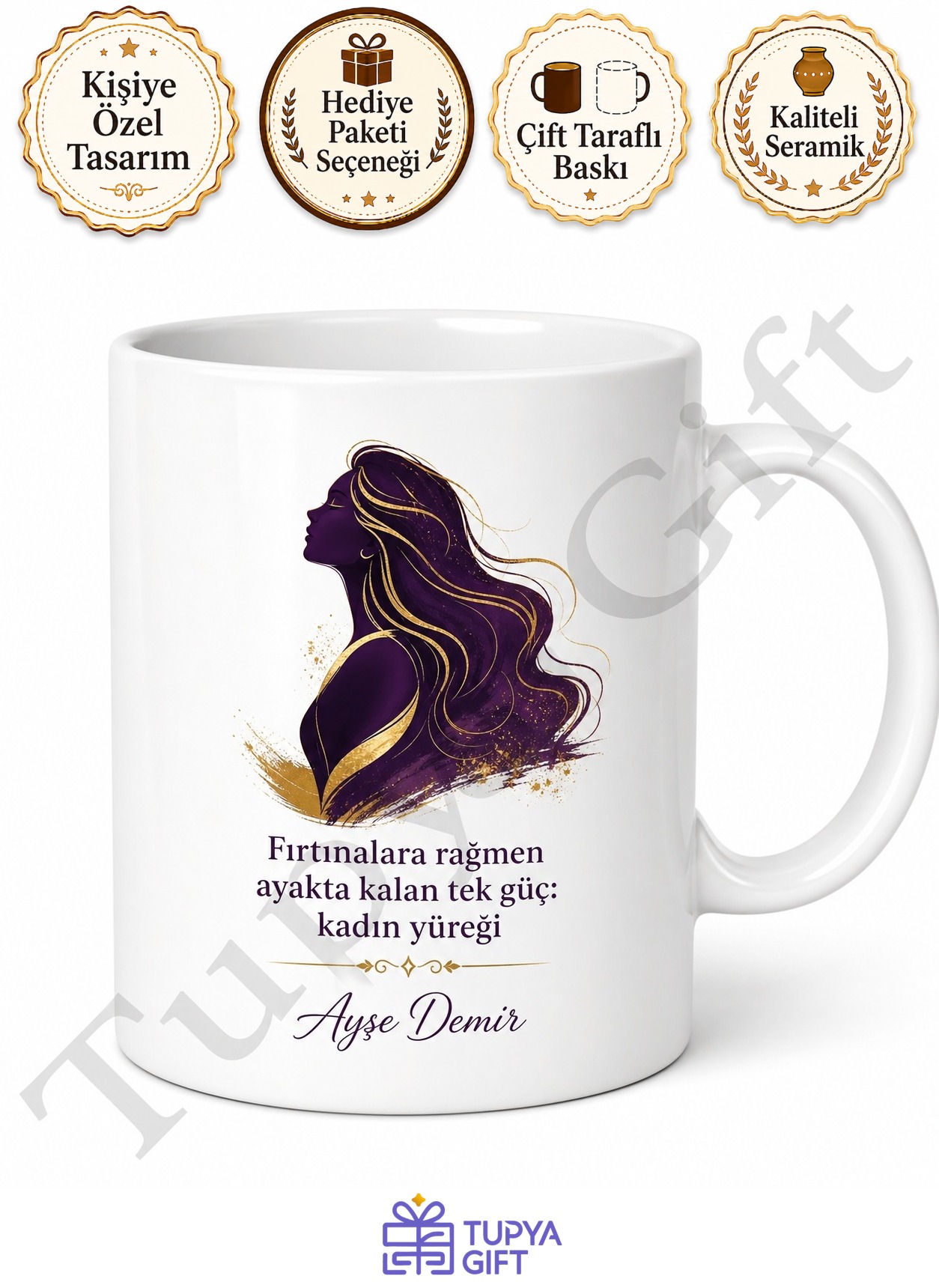 Güçlü Kadın Temalı Baskılı Kupa Bardak Hediye Özel Tasarım İlham Verici