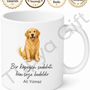 Köpekli Baskılı Kupa Bardak Köpek Severler İçin Hediye Porselen Mug