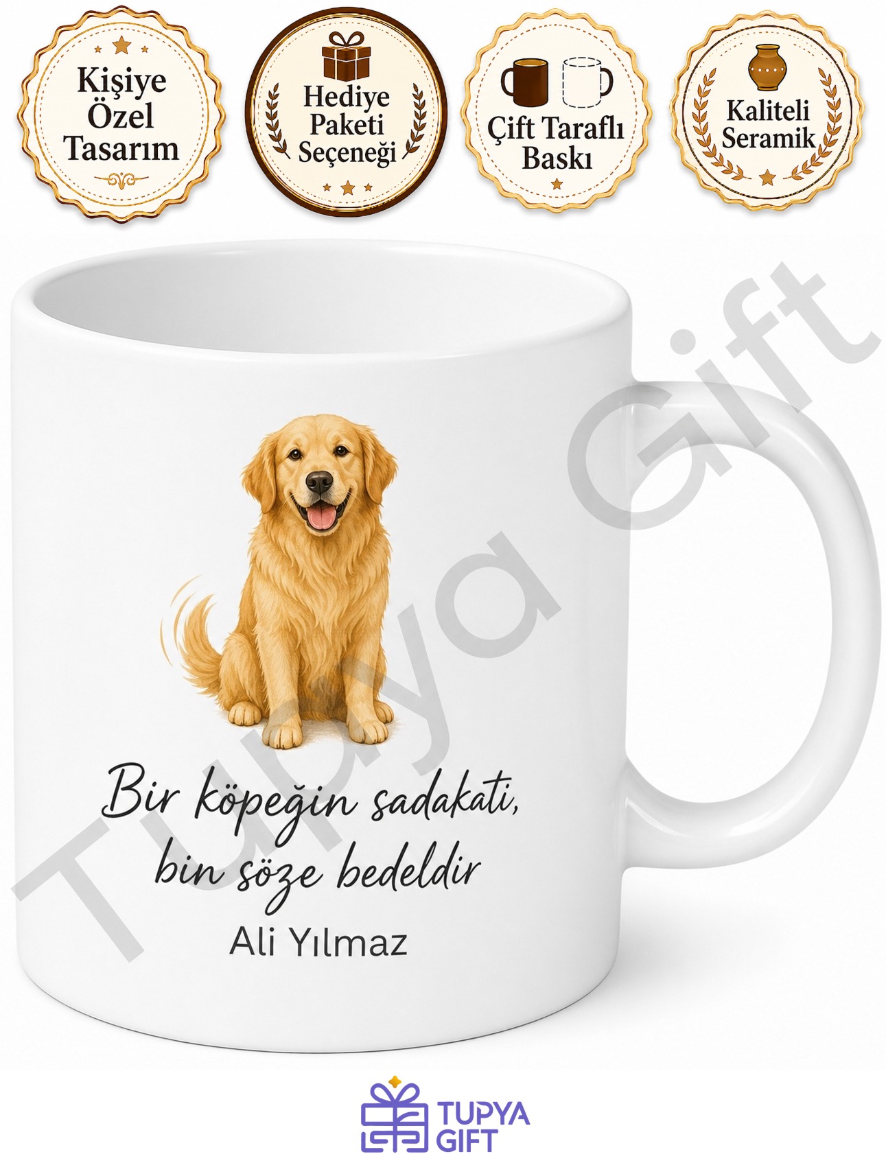 Köpekli Baskılı Kupa Bardak Köpek Severler İçin Hediye Porselen Mug