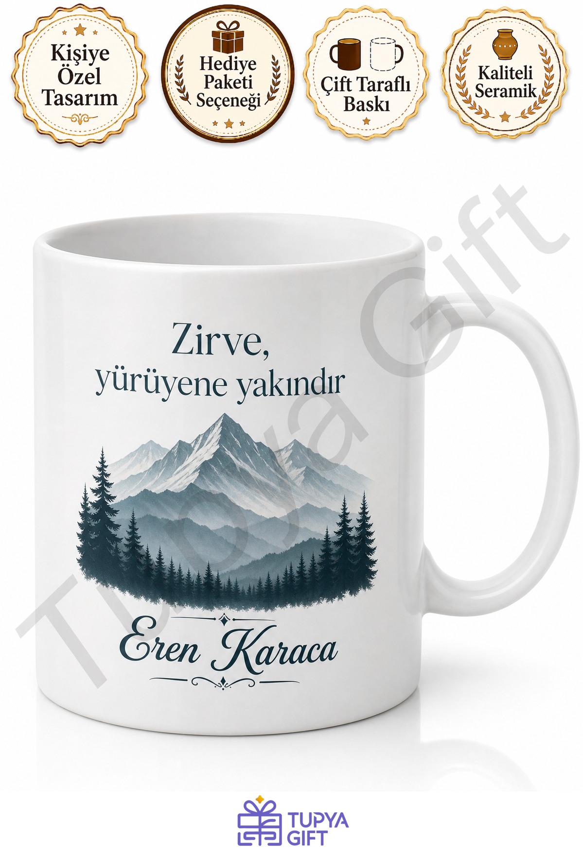 Dağcıya Hediye İsme Özel Baskılı Kupa Bardak Dağcılık Sevenlere Hediye