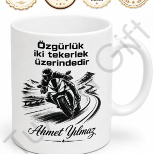 Motorcuya Hediye İsme Özel Baskılı Kupa Bardak Motosiklet Severler İçin