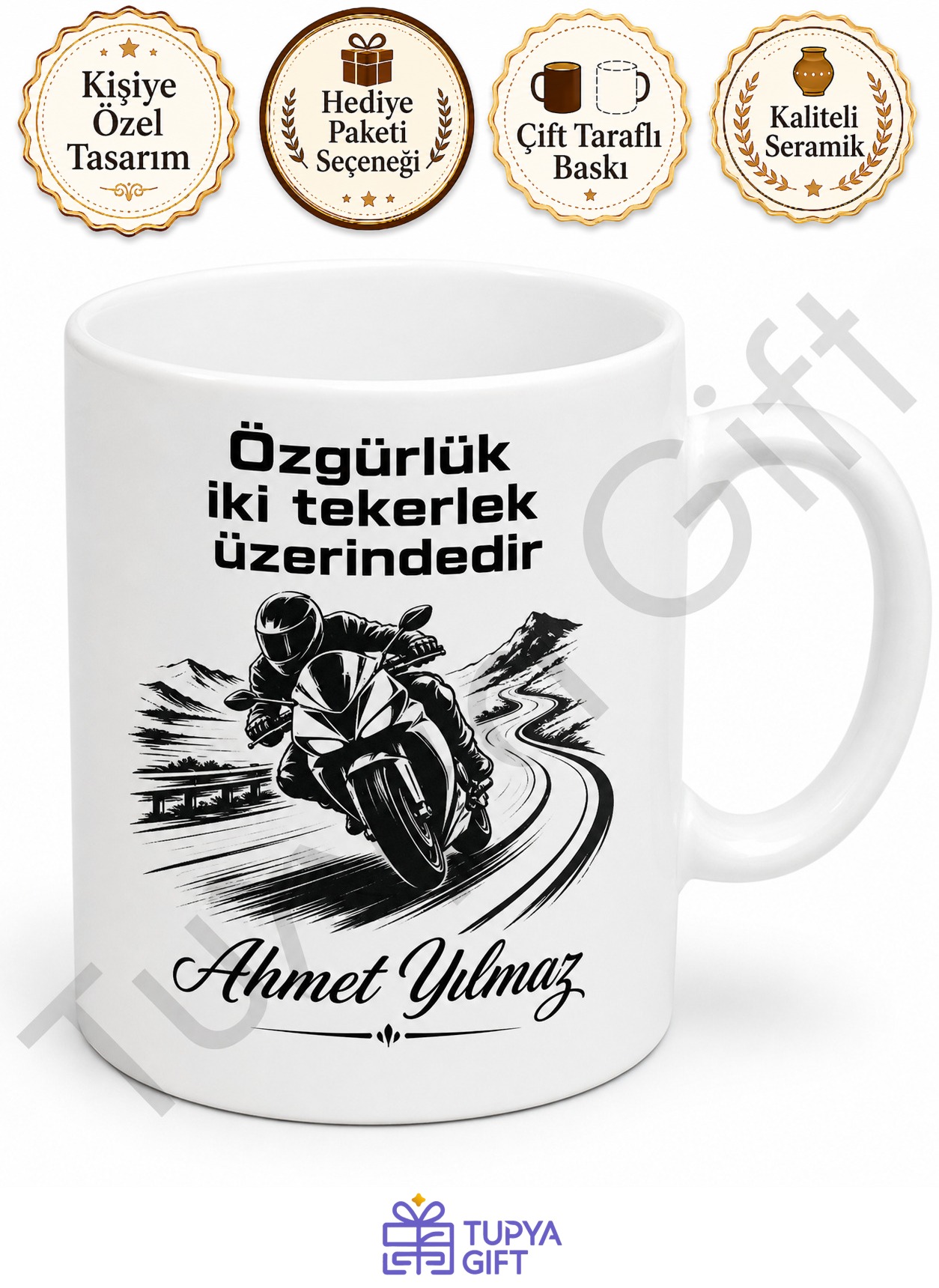 Motorcuya Hediye İsme Özel Baskılı Kupa Bardak Motosiklet Severler İçin