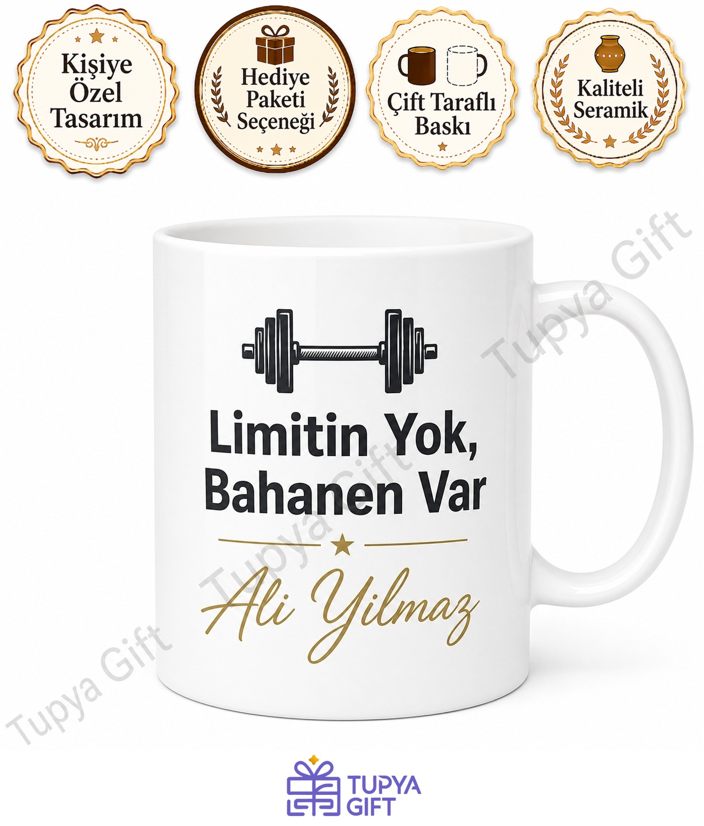 Fitness Tutkunu İçin Kişiye Özel Baskılı Kupa Bardak Spor Hediye
