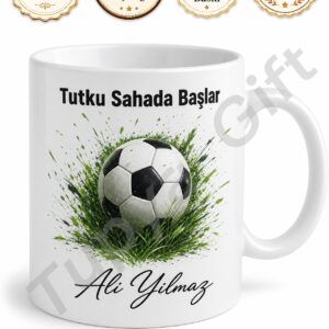 Futbol Sever İçin İsimli Baskılı Kupa Bardak Kişiye Özel Tasarım Hediye