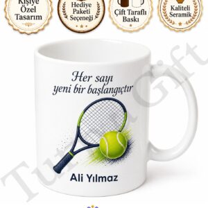 Tenisçiye Hediye Kişiye Özel Baskılı Kupa Bardak Tenis Severler İçin