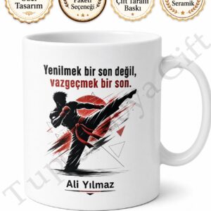 Kick Boks Temalı Baskılı Kupa Bardak Hediye Kick Boksçuya Özel Tasarım