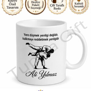Judocu Hediyesi İsme Özel Baskılı Kupa Bardak Judo Hediye