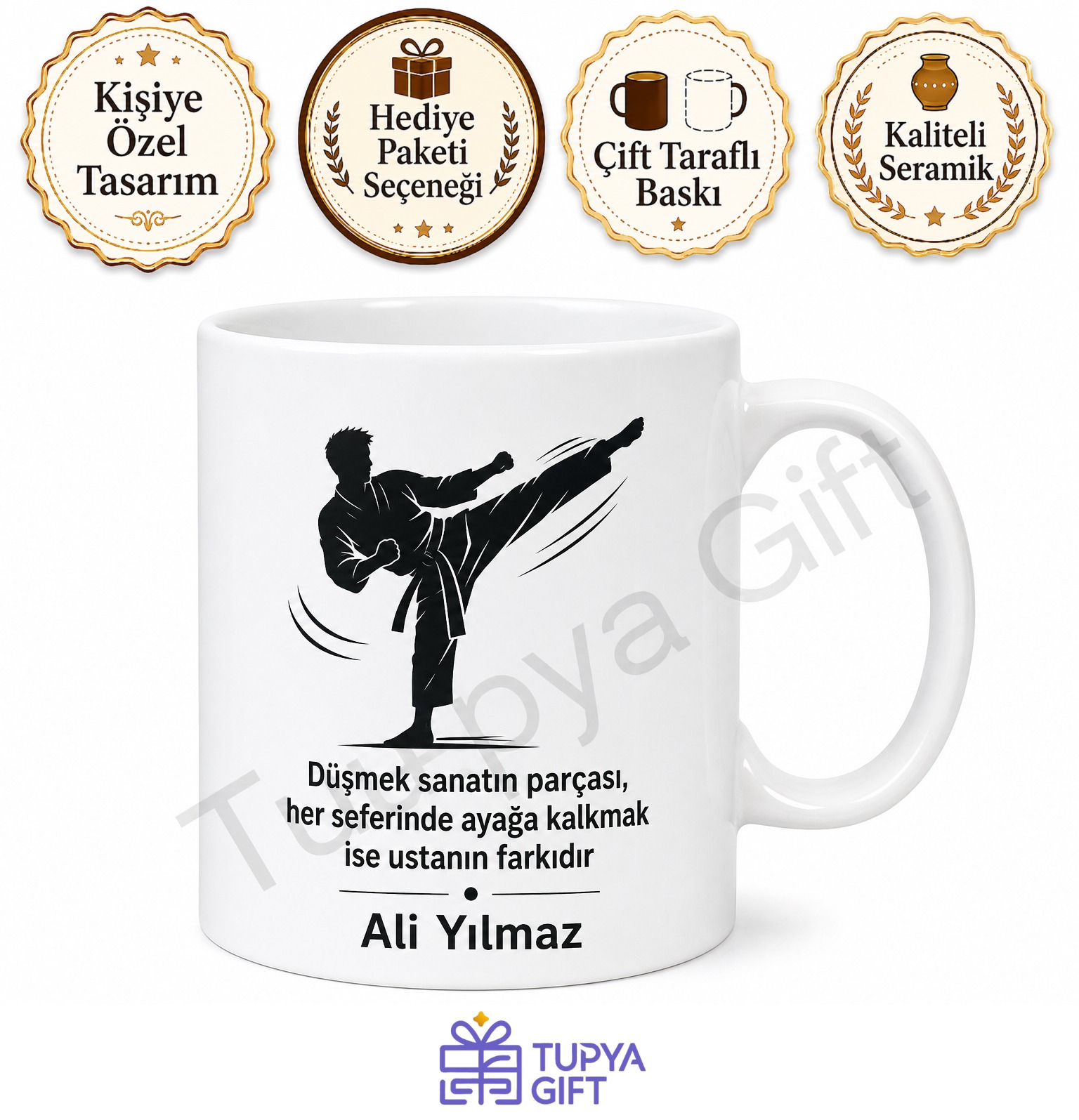 Karateci Hediyesi Kişiye Özel Baskılı Kupa Bardak Karate Hediye