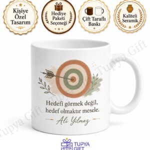 Okçuya Hediye İsimli Baskılı Kupa Bardak Okçuluk Temalı Özel Tasarım