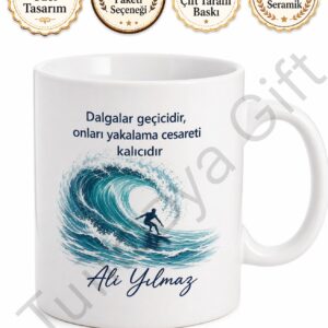 Sörfçüye Hediye İsme Özel Baskılı Kupa Bardak Sörf Temalı Hediye