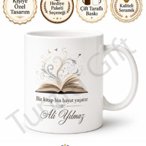 Kitap Sever İçin Kişiye Özel Baskılı Kupa Bardak Hediye