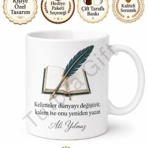 Yazara Hediye Kişiye Özel Baskılı Kupa Bardak Yazar Hediyesi