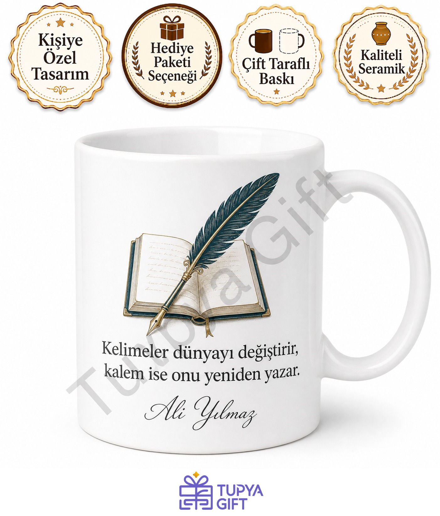 Yazara Hediye Kişiye Özel Baskılı Kupa Bardak Yazar Hediyesi
